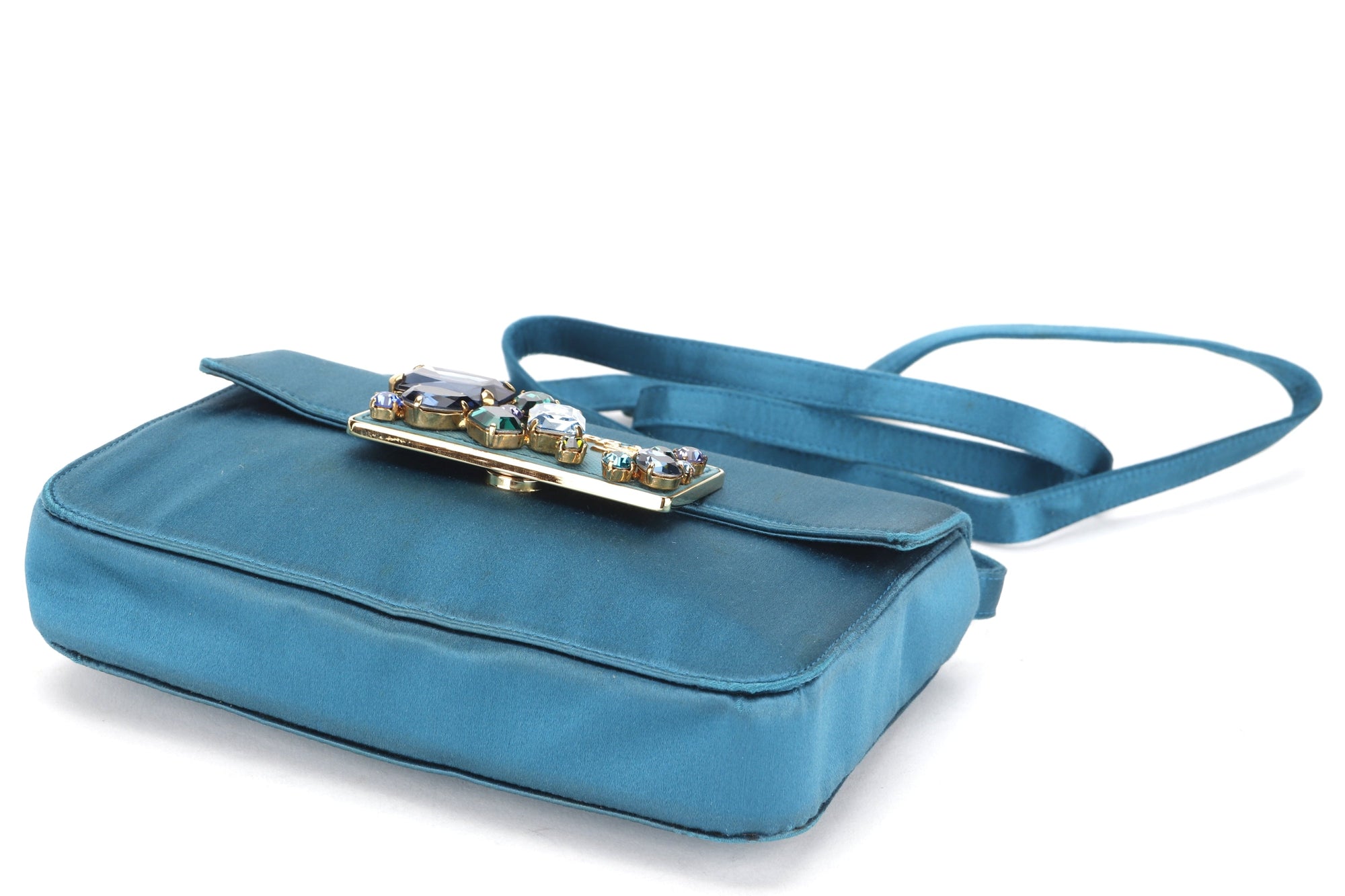 PRD BP0180 CLUTCH TURQUOISE RASO STONES, WITH CARD &amp; DUST COVER