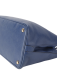 PRD BLUE-RED SAFFIANO LEATHER DOUBLE HANDLE TOTE (BN2755) GOLD HARDWARE WITH STRAP, CARD AND DUST COVER