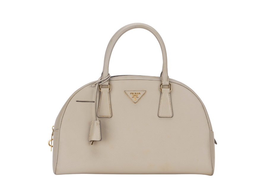 PRD DOME HANDBAG (BL0852) POMICE SAFFIANO LEATHER GOLD HARDWARE WITH LOCK&amp;KEYS, DUST COVER AND CARD