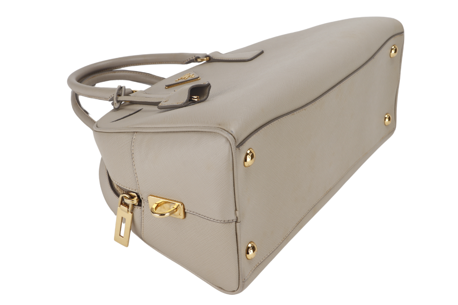 PRD DOME HANDBAG (BL0852) POMICE SAFFIANO LEATHER GOLD HARDWARE WITH LOCK&amp;KEYS, DUST COVER AND CARD