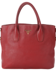 PRD BN2317 TOTE LARGE ROSSO VITELLO DAINO LEATHER GOLD HARDWARE WITH CARD