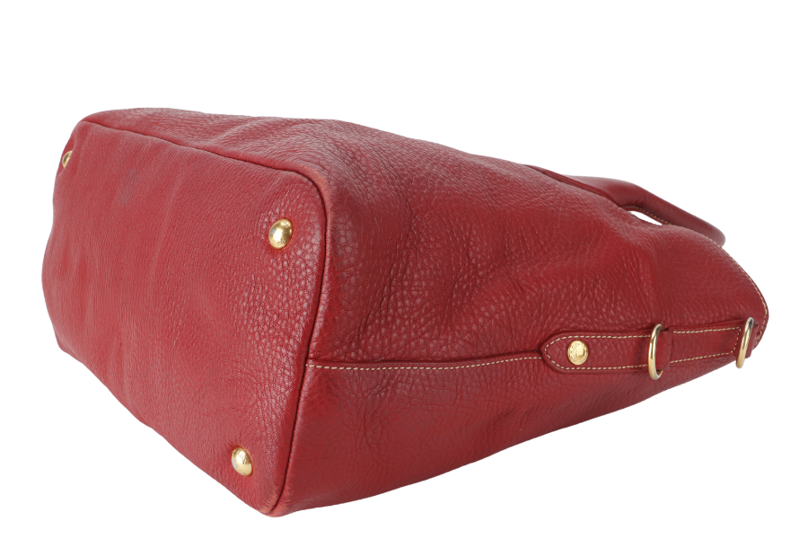 PRD BN2317 TOTE LARGE ROSSO VITELLO DAINO LEATHER GOLD HARDWARE WITH CARD