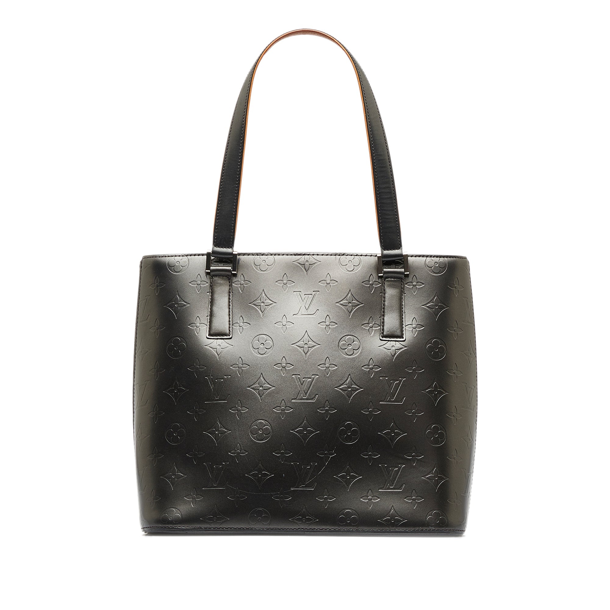 Black LV Monogram Mat Stockton Tote Bag