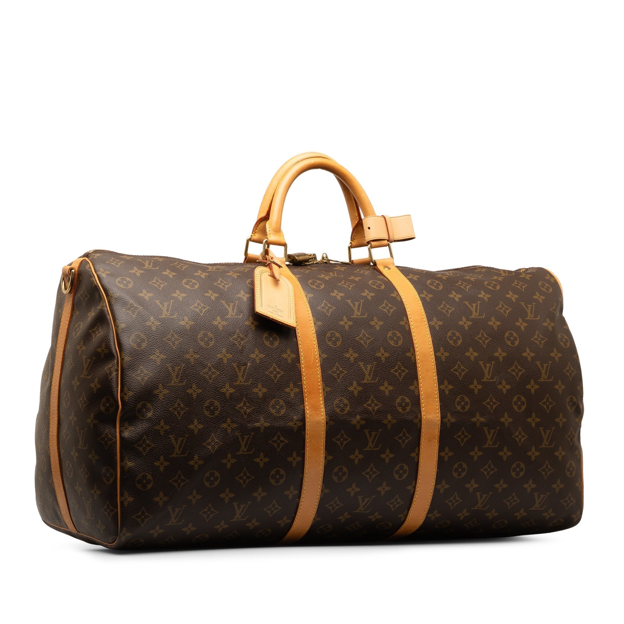Brown LV Monogram Keepall Bandouliere 60 Travel Bag
