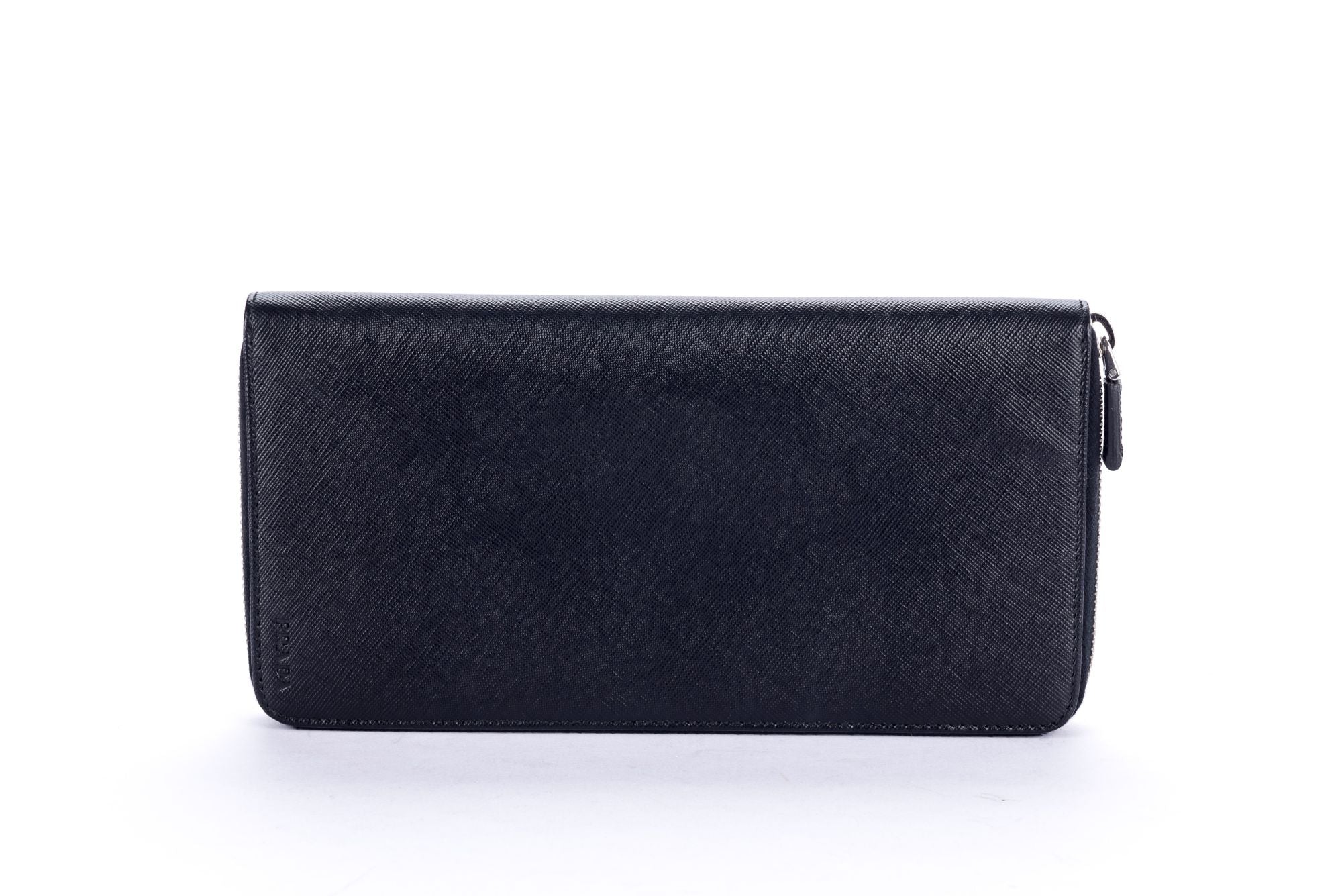 PRD 2M1220 Black Saffiano Large Zip Wallet with Cards &amp; Box