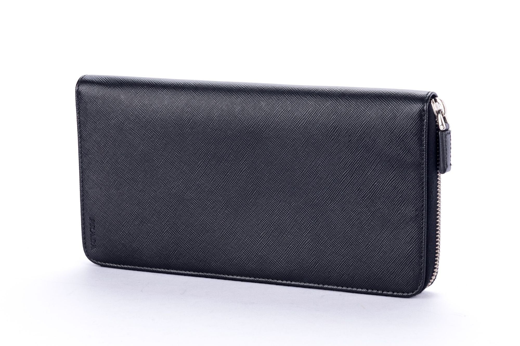 PRD 2M1220 Black Saffiano Large Zip Wallet with Cards &amp; Box