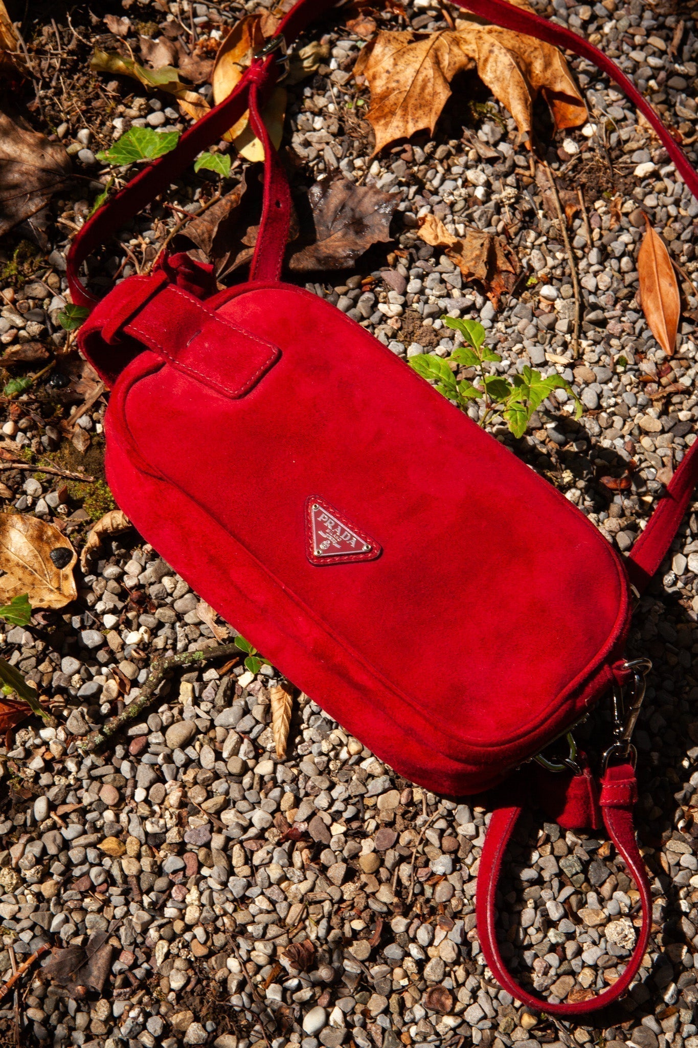 PRD Crossbody Bag Suede Rubinred