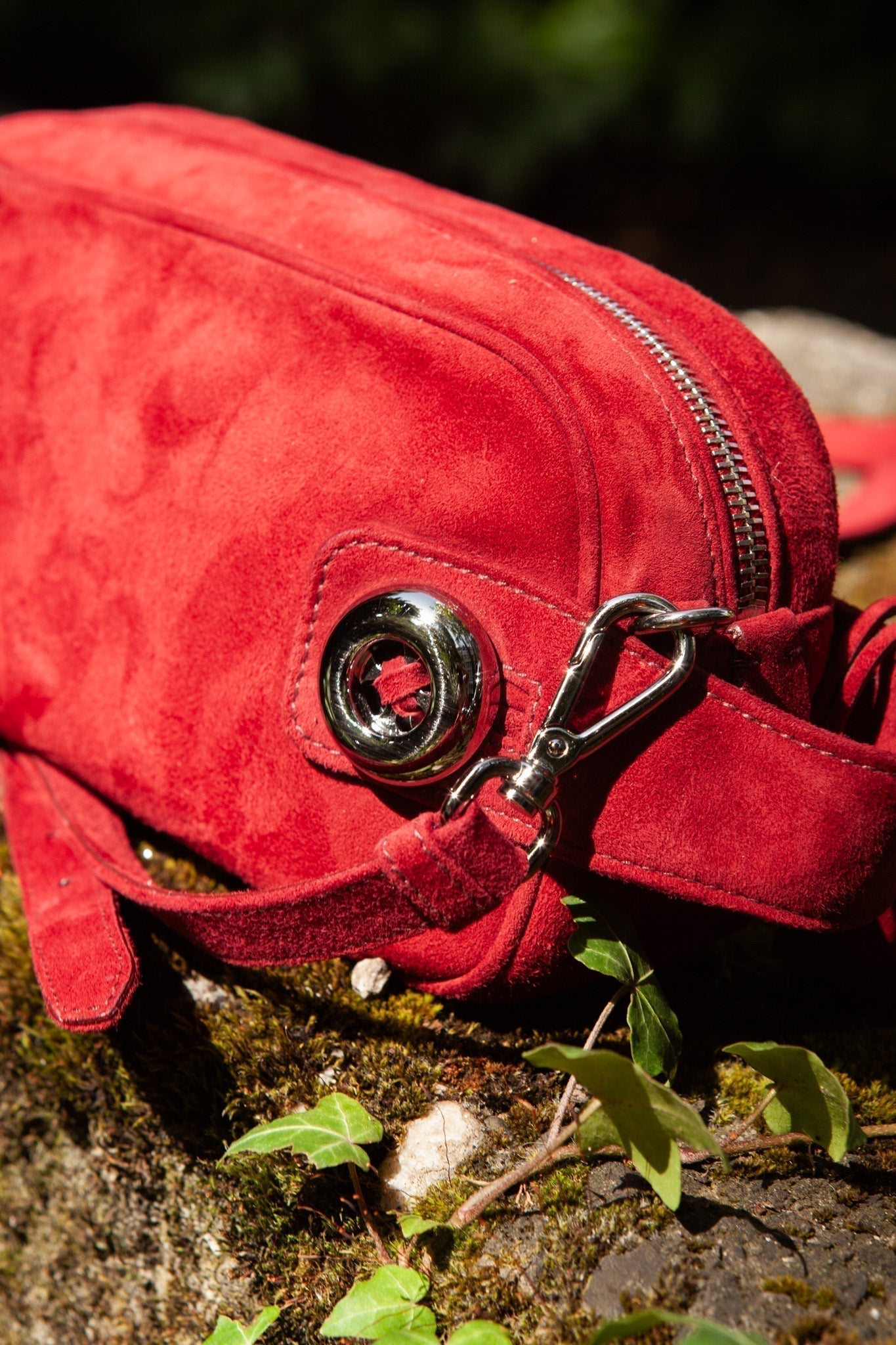 PRD Crossbody Bag Suede Rubinred