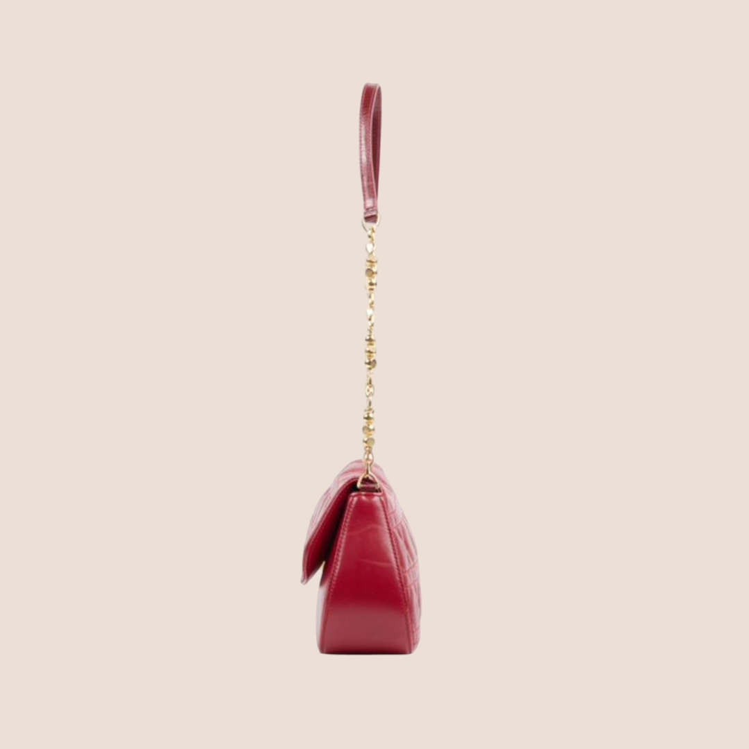 CHRISTIAN D1OR CANNAGE RED LEATHER SHOULDER BAG