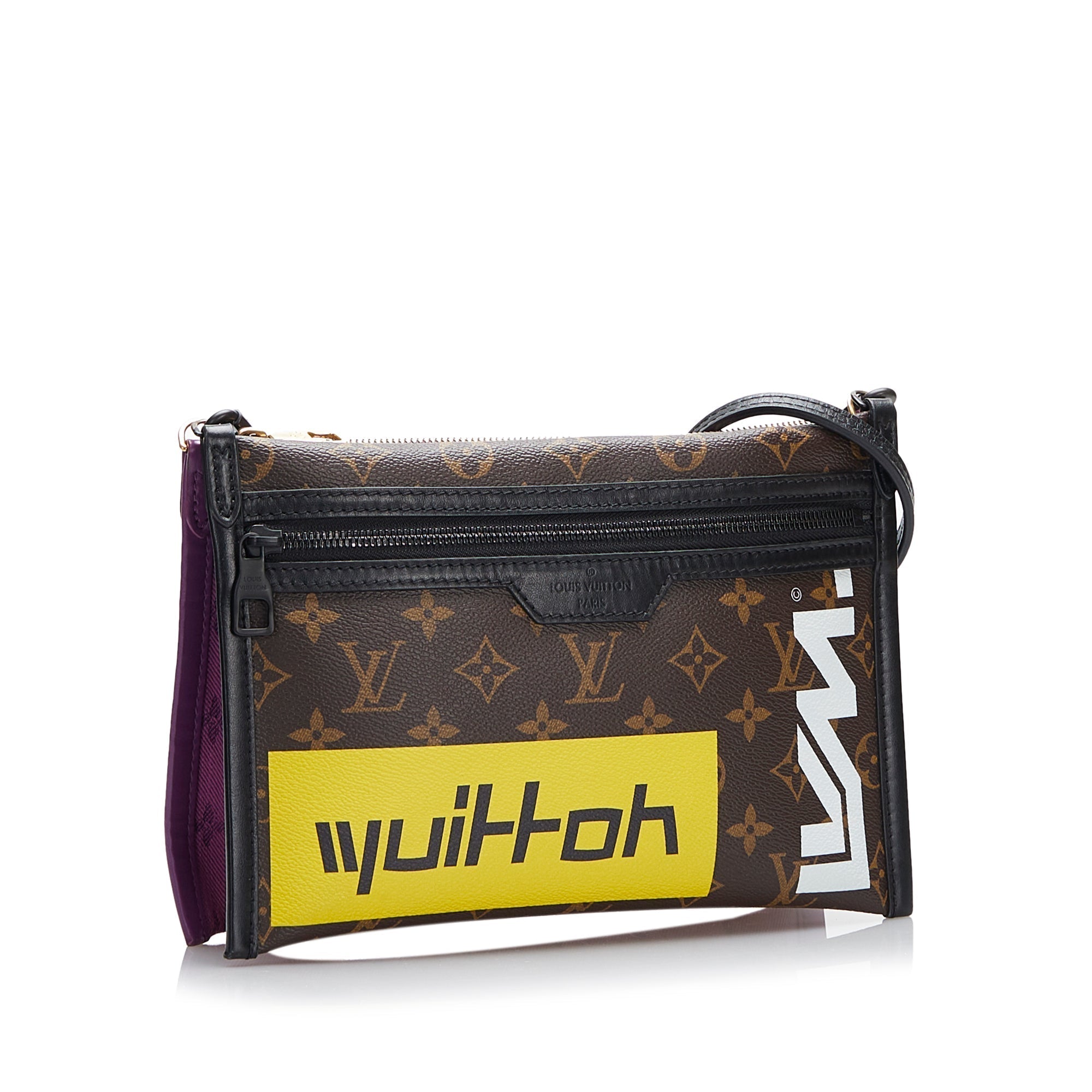 Brown LV Monogram Double Flat Messenger
