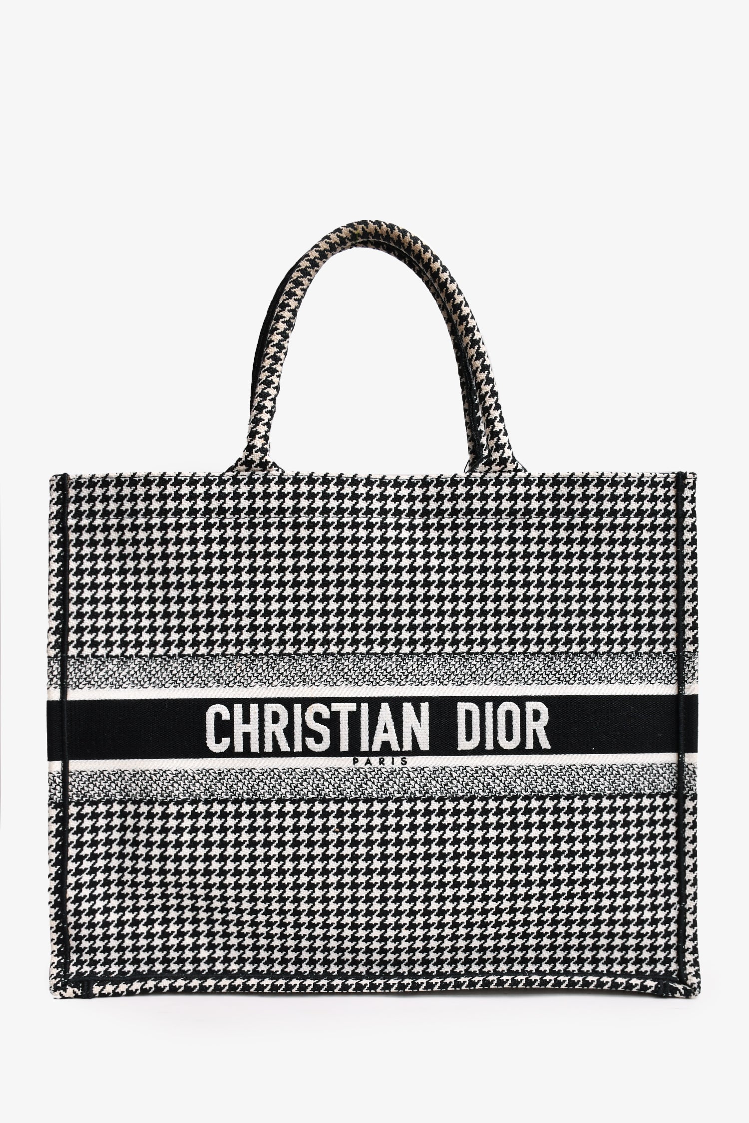 Christian D1OR 2020 Black/White Houndstooth Patterned Large Book Tote