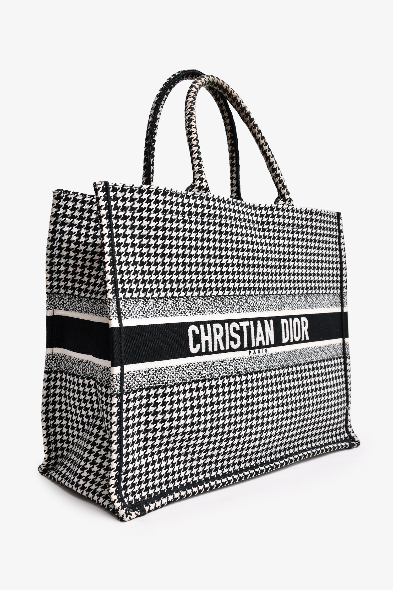 Christian D1OR 2020 Black/White Houndstooth Patterned Large Book Tote