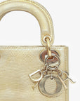 Christian D1OR 2018 Gold Metallic Lizard Leather Mini Lady D1OR with Strap