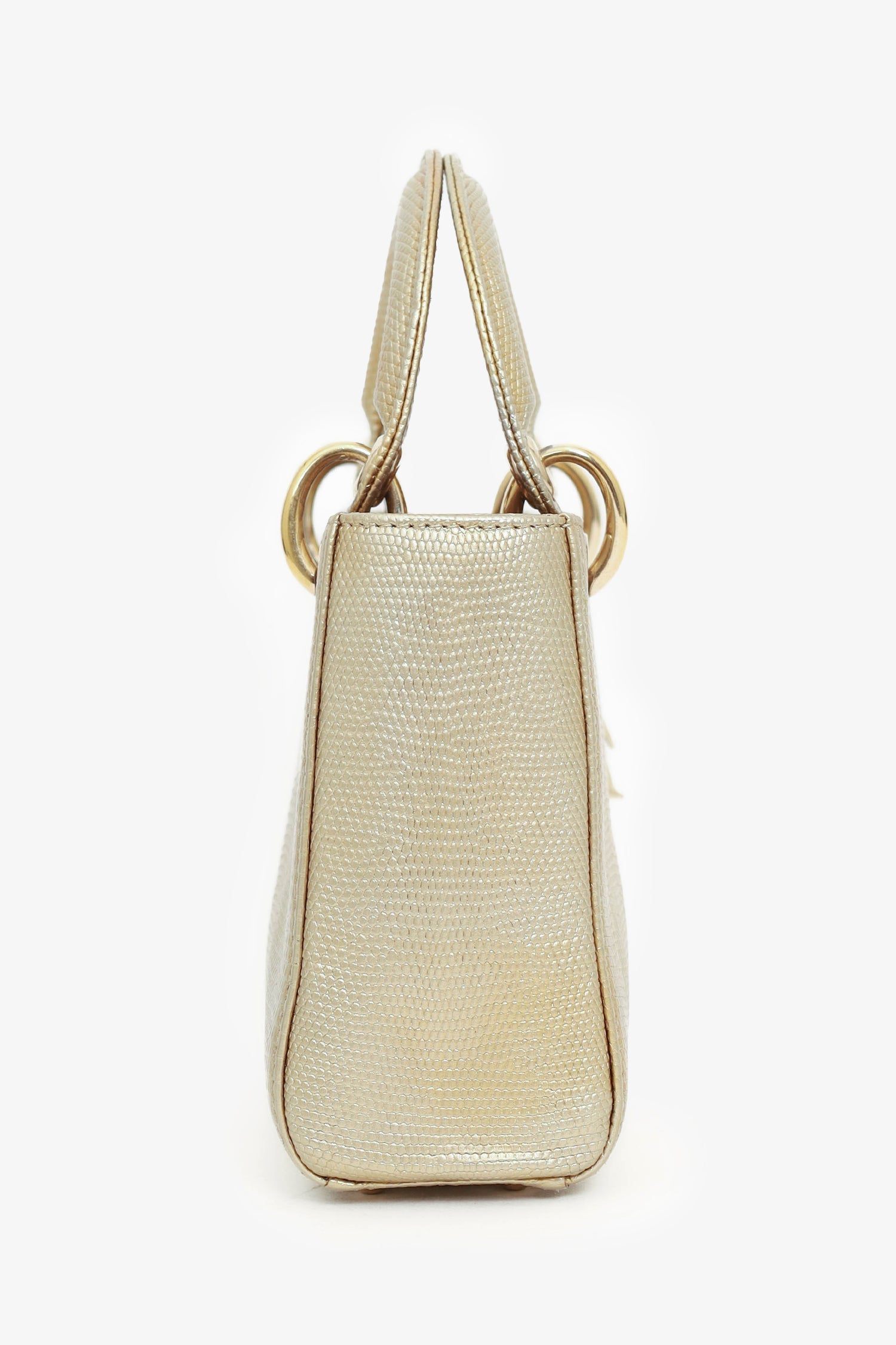 Christian D1OR 2018 Gold Metallic Lizard Leather Mini Lady D1OR with Strap