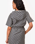 Christian D1OR Blue Oblique Jacquard Hooded Mini Dress Size 2 US