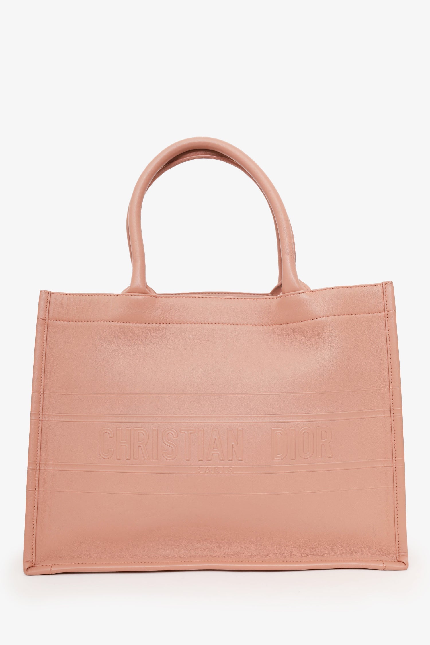 Christian D1OR 2020 Pink Oblique Embossed Leather Medium Book Tote