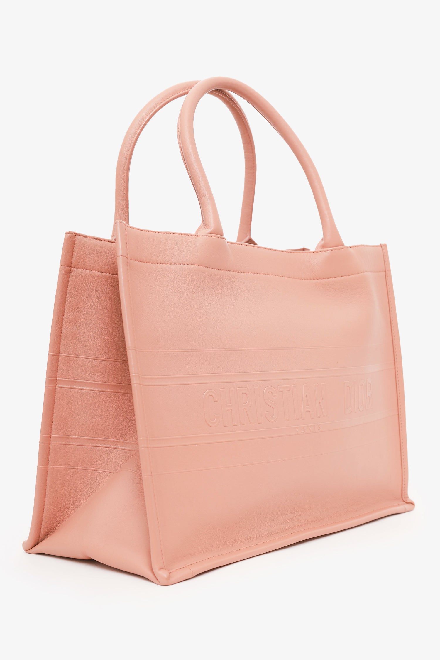 Christian D1OR 2020 Pink Oblique Embossed Leather Medium Book Tote
