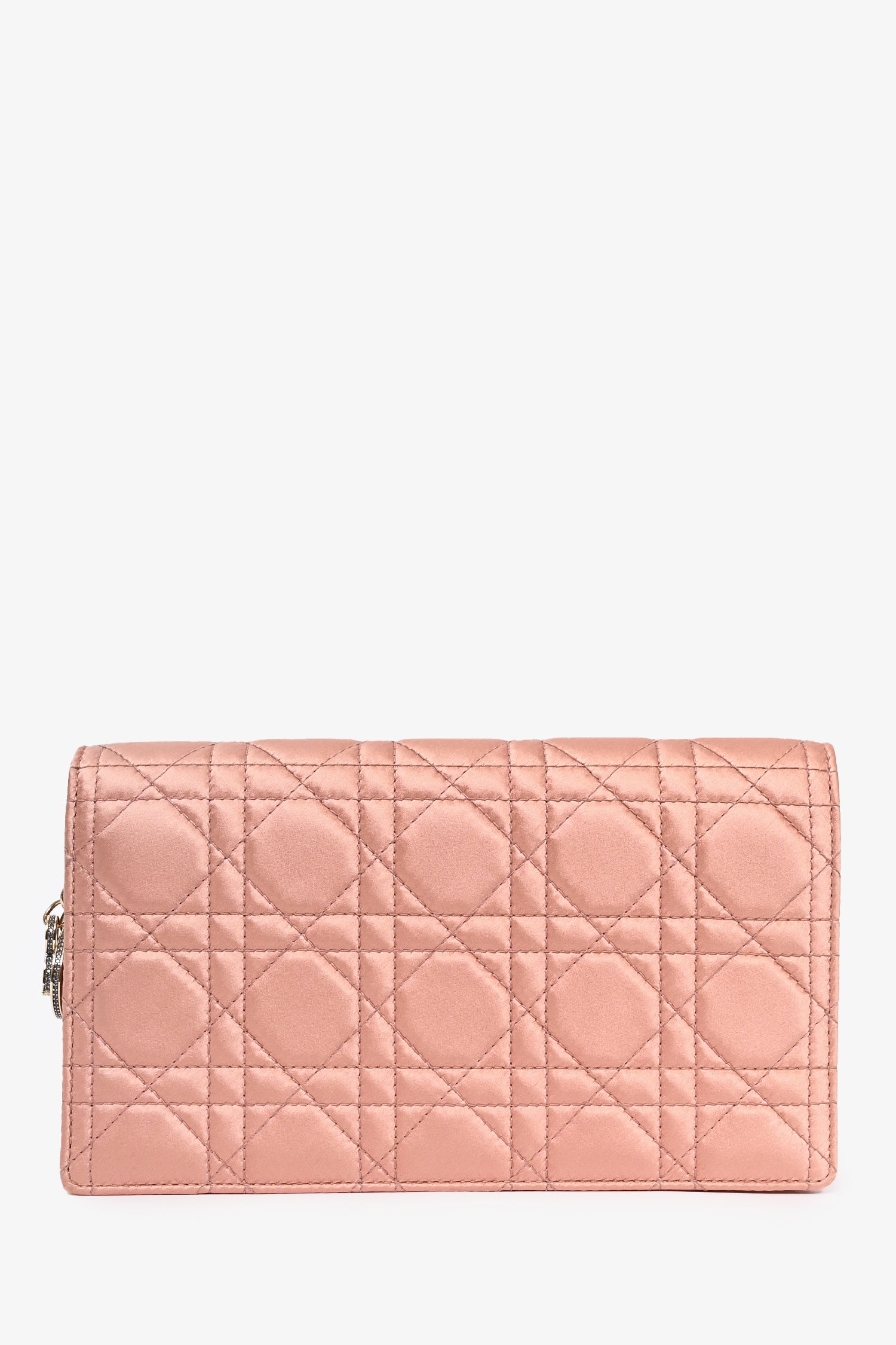 Christian D1OR 2019 Pink Satin Cannage Wallet on Chain
