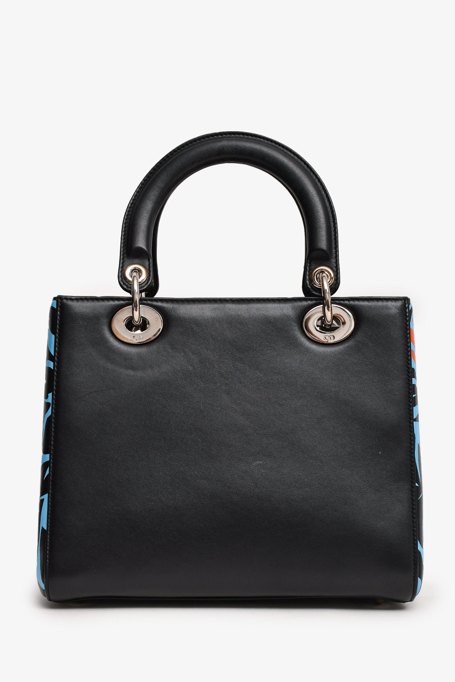 Christian D1OR 2016 Black/Blue Leather Floral Printed Lady D1OR