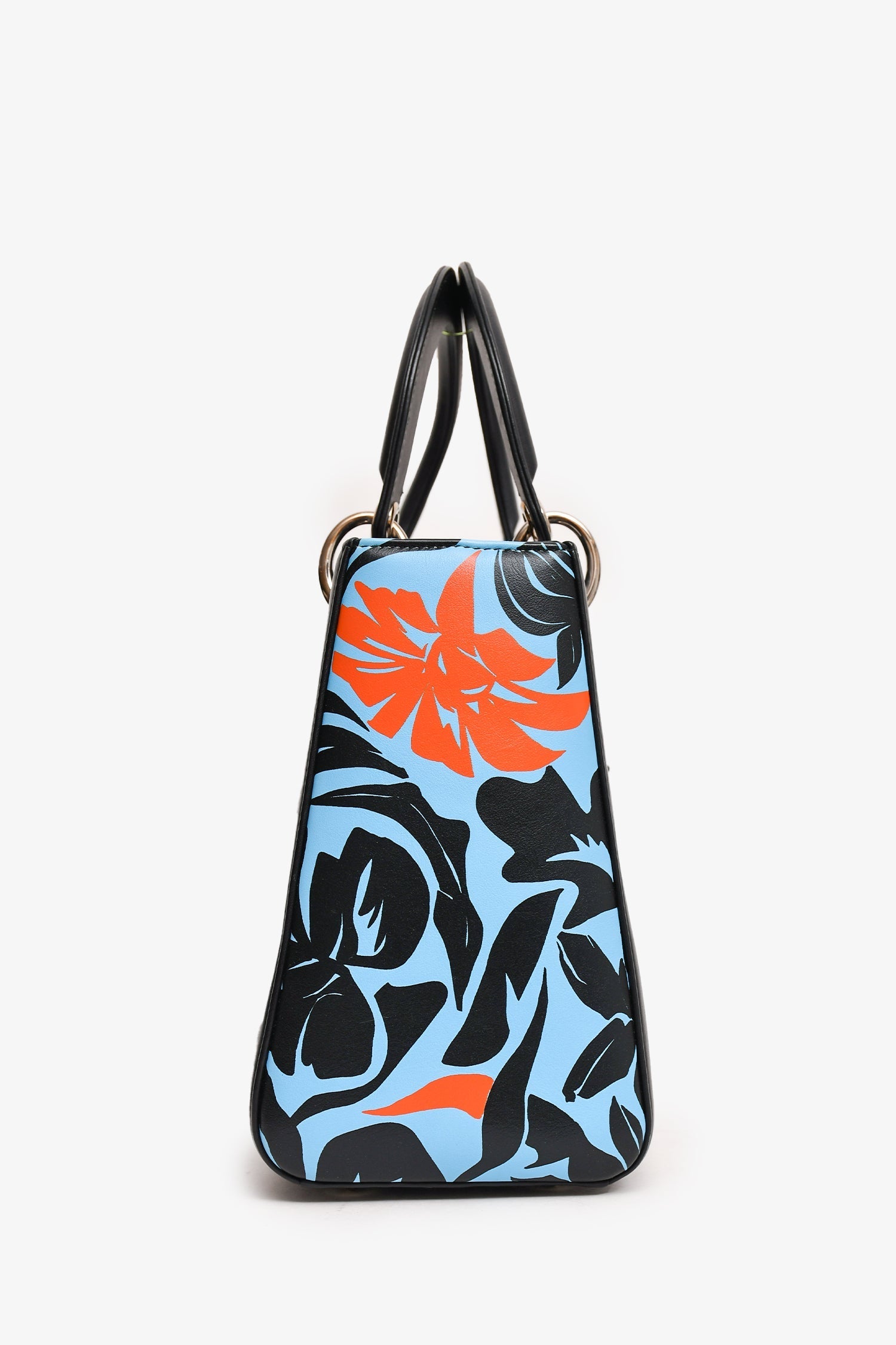Christian D1OR 2016 Black/Blue Leather Floral Printed Lady D1OR