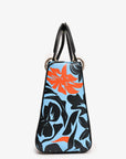 Christian D1OR 2016 Black/Blue Leather Floral Printed Lady D1OR