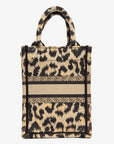 Christian D1OR Beige Leopard Canvas Mini Book Tote Phone Bag