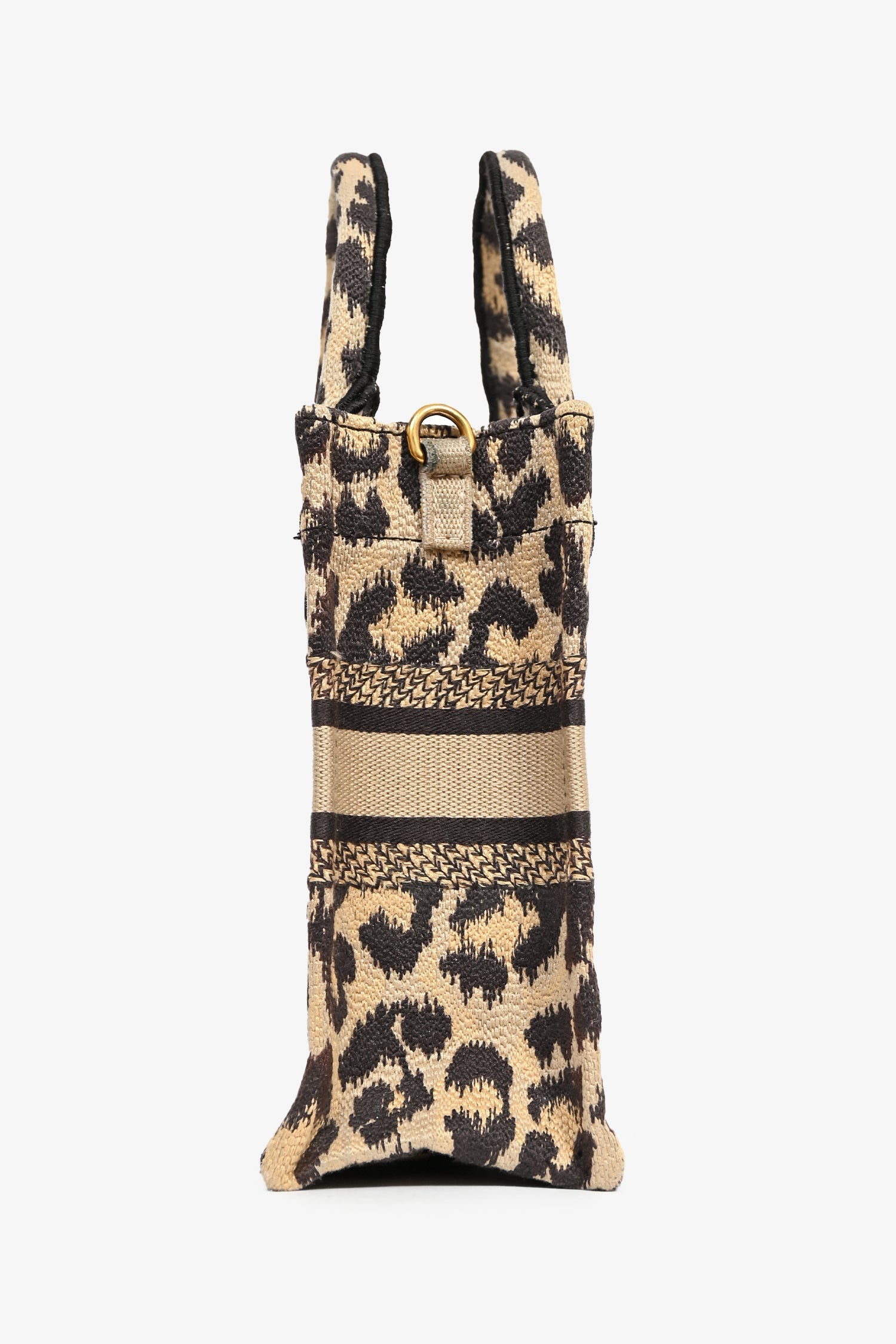Christian D1OR Beige Leopard Canvas Mini Book Tote Phone Bag