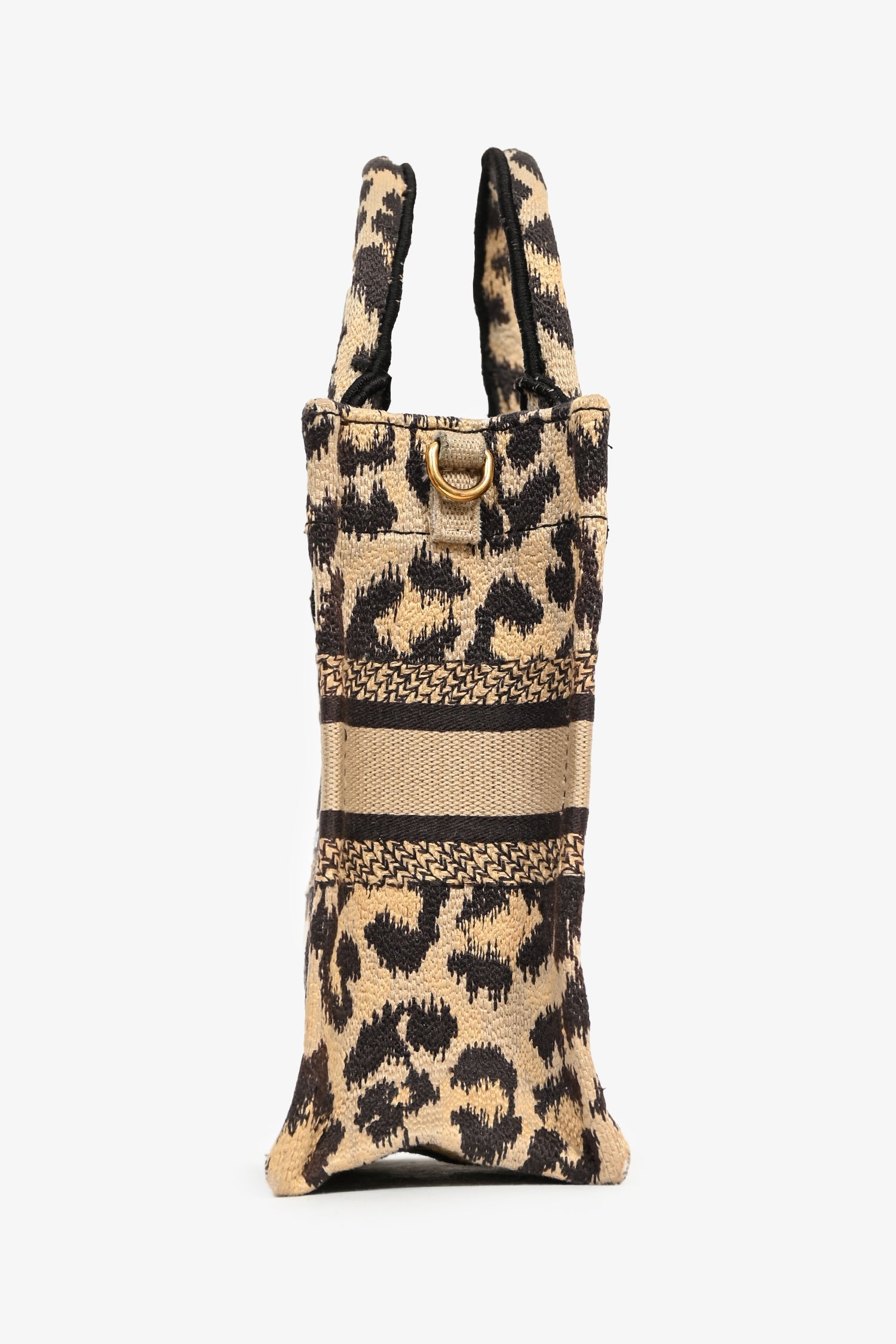 Christian D1OR Beige Leopard Canvas Mini Book Tote Phone Bag
