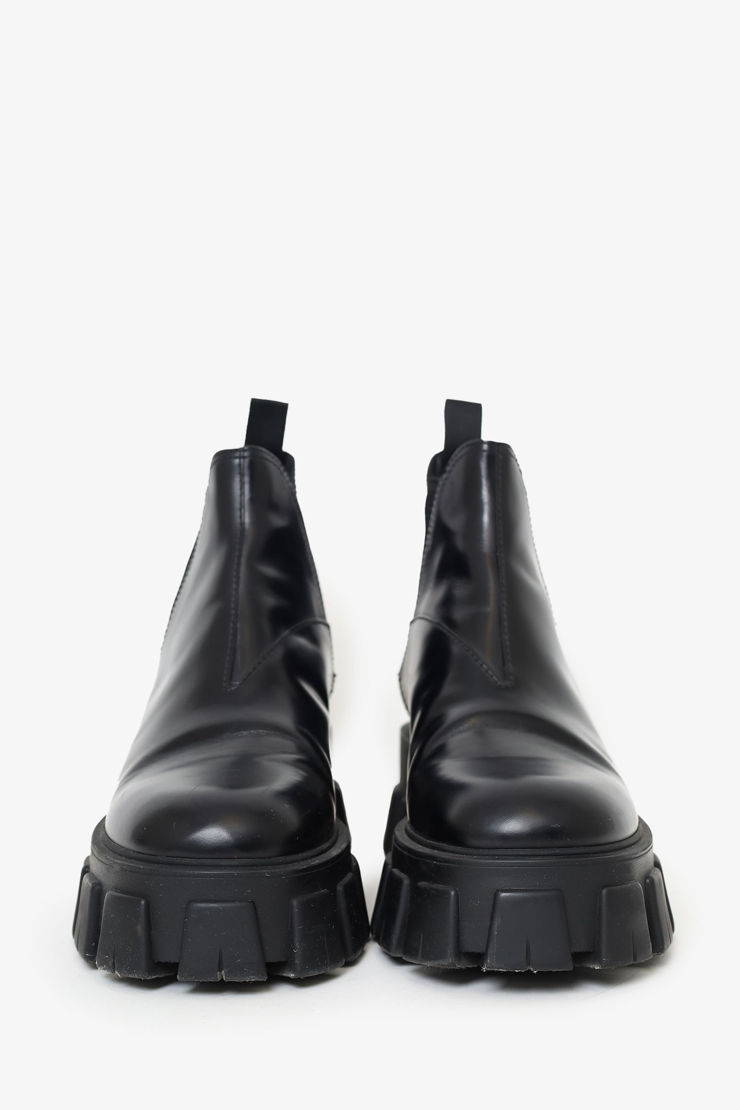 PRD Black Leather Monolith Lug Sole Chelsea Boots Size 38
