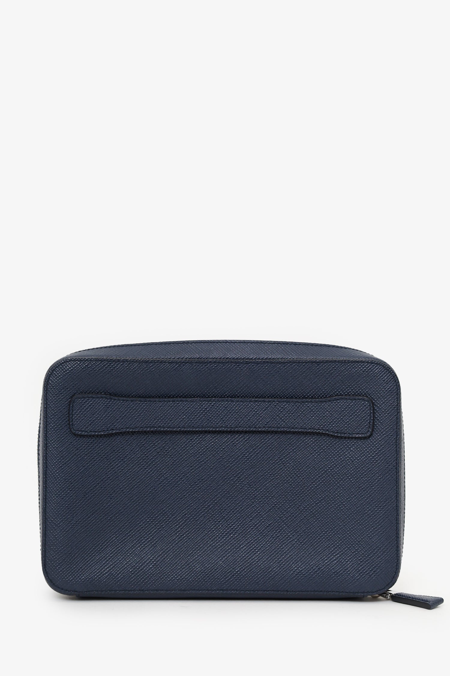 PRD 2021/2 Navy Saffiano Leather Zip Around Clutch Mens