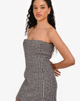 Christian D1OR Black/ White Houndstooth Wool/Cashmere Bustier Dress Size 40