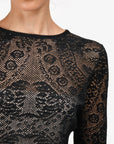 Christian D1OR Black Knit Lace with Nude Slip Shirt Size 40