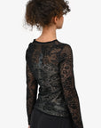 Christian D1OR Black Knit Lace with Nude Slip Shirt Size 40