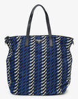 PRD Blue/Black/White Tessuto Stampato Tote with Strap