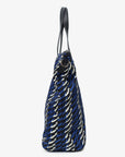 PRD Blue/Black/White Tessuto Stampato Tote with Strap