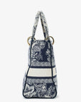 Christian D1OR Black/White Toile de Jouy 'Lady D-Lite' Top Handle with Strap