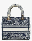 Christian D1OR Black/White Toile de Jouy 'Lady D-Lite' Top Handle with Strap