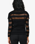 Christian D1OR Black Crochet Fisherman Sweater with Slip Size 4