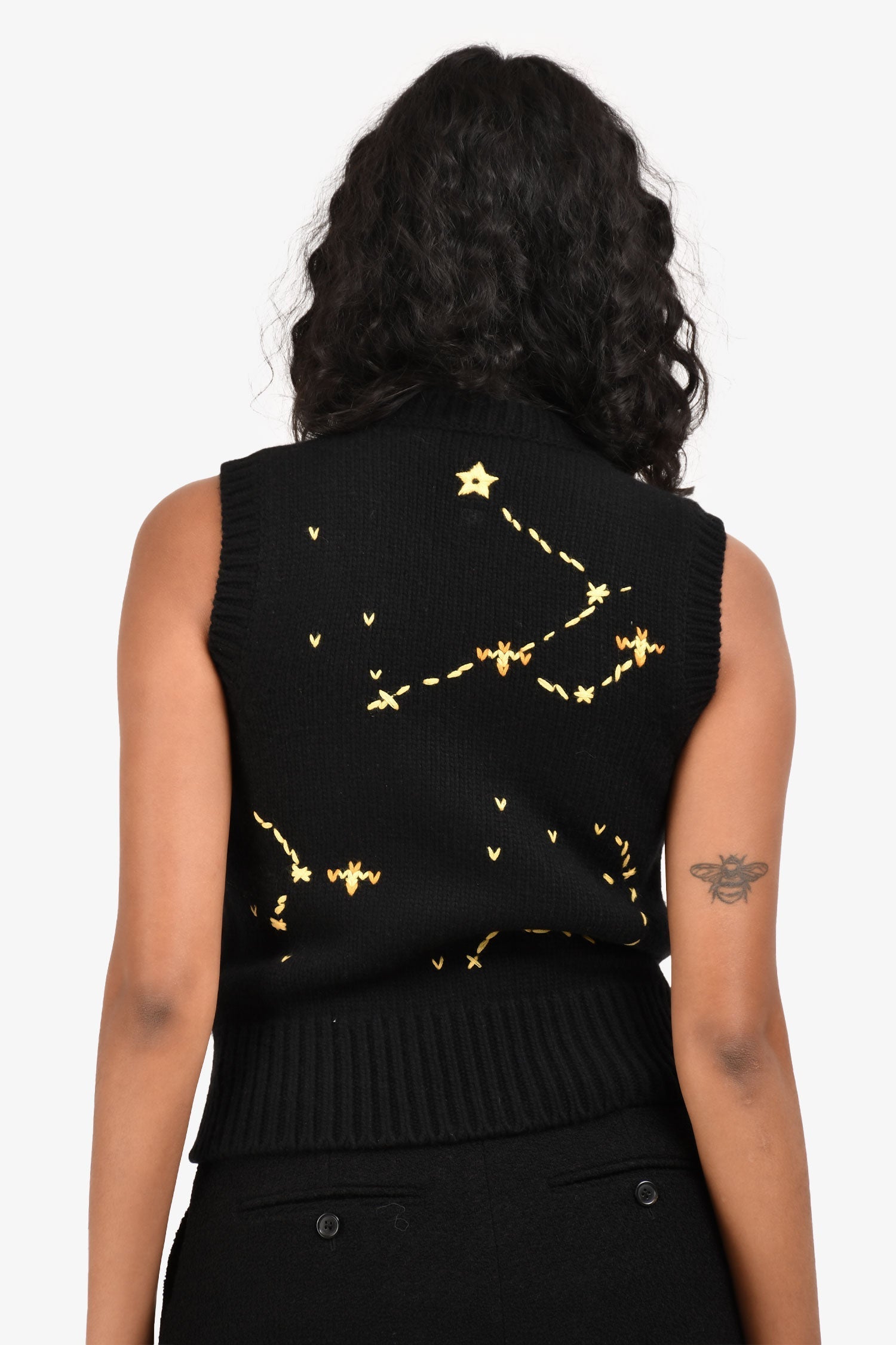 Christian D1OR Black Wool Knit Capricorn Zodiac Top Size 4