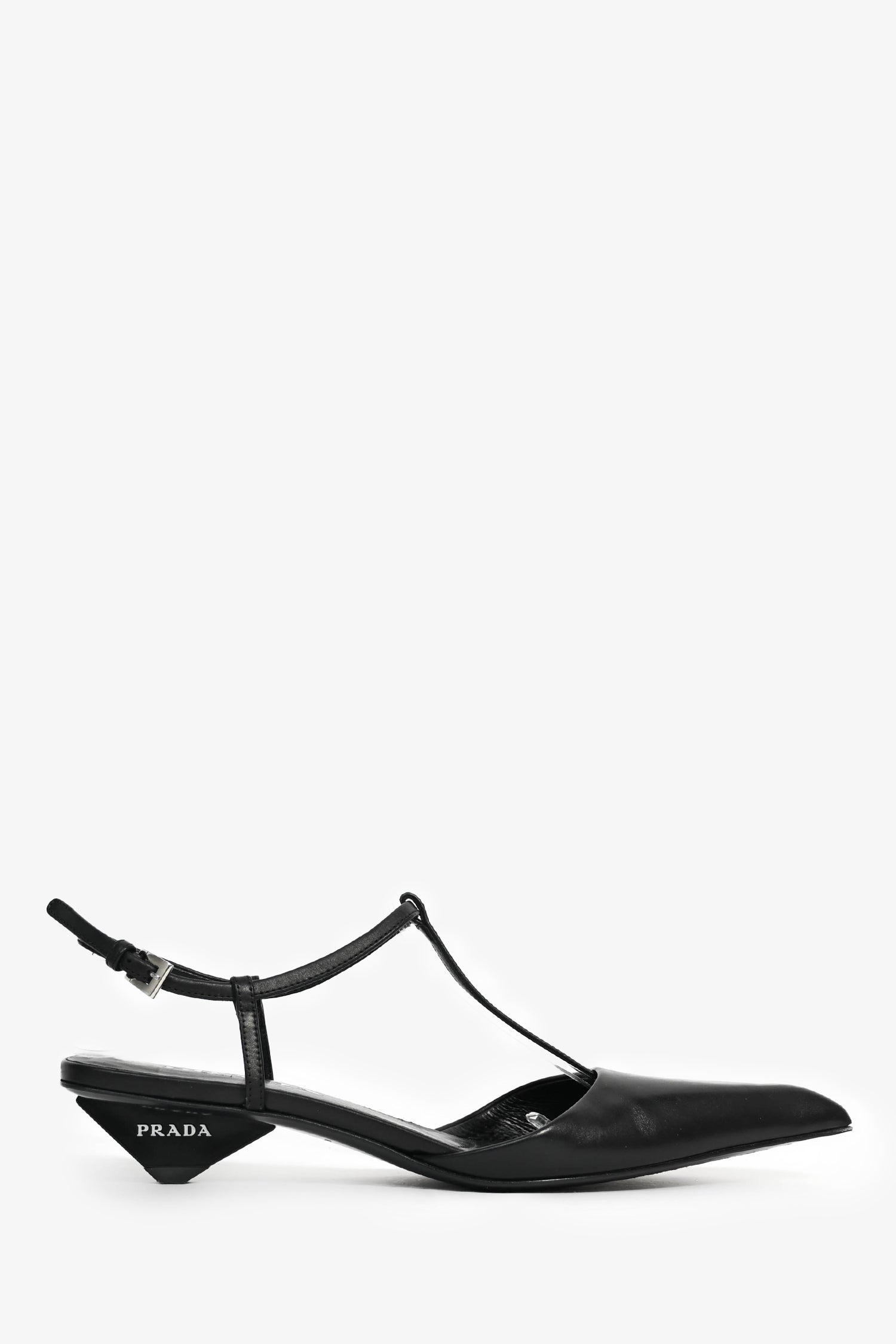 PRD Black Leather Pointed Toe T-Strap Ballerina Pumps Size 35.5