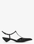 PRD Black Leather Pointed Toe T-Strap Ballerina Pumps Size 35.5