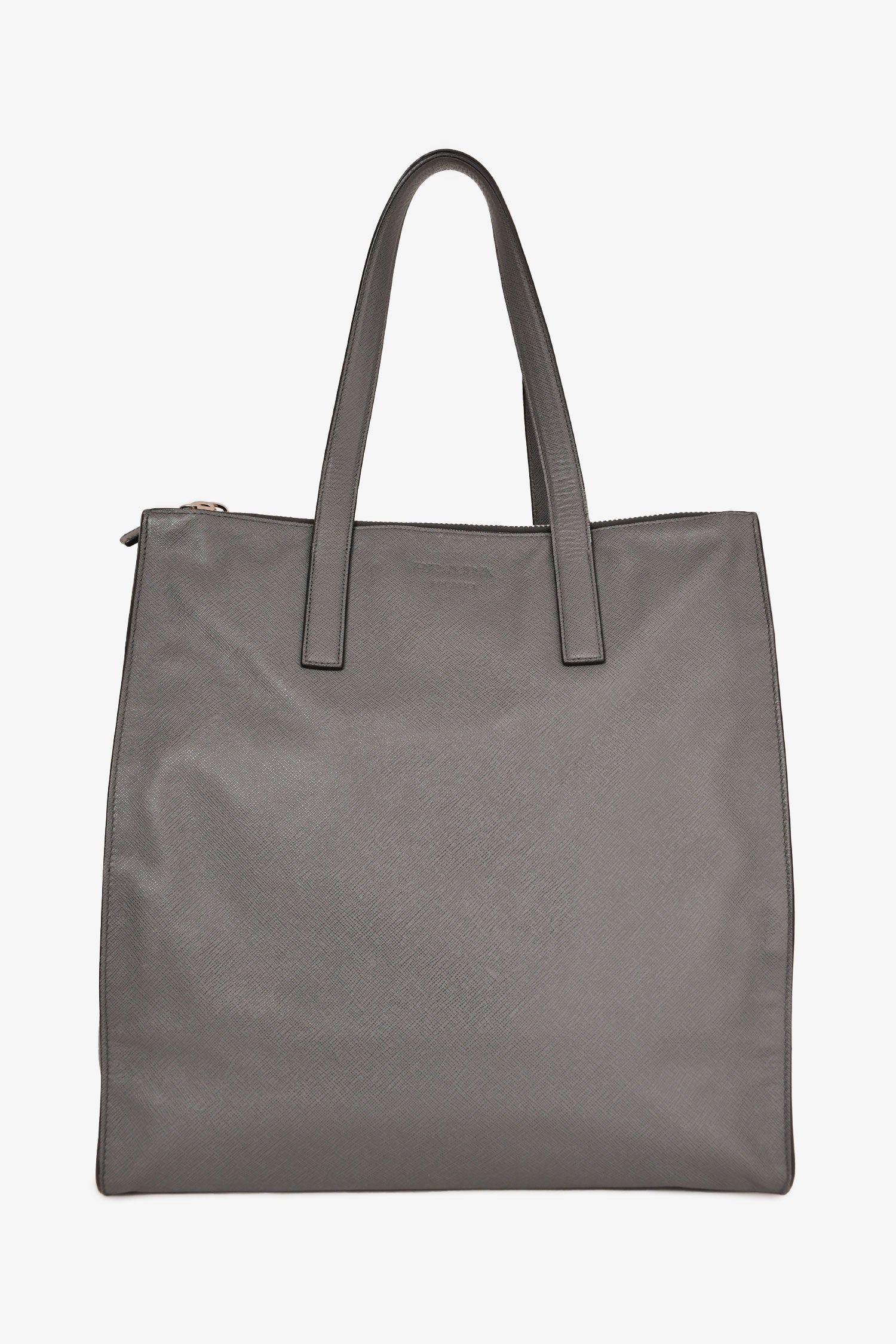 PRD Grey Saffiano Leather Travel Tote