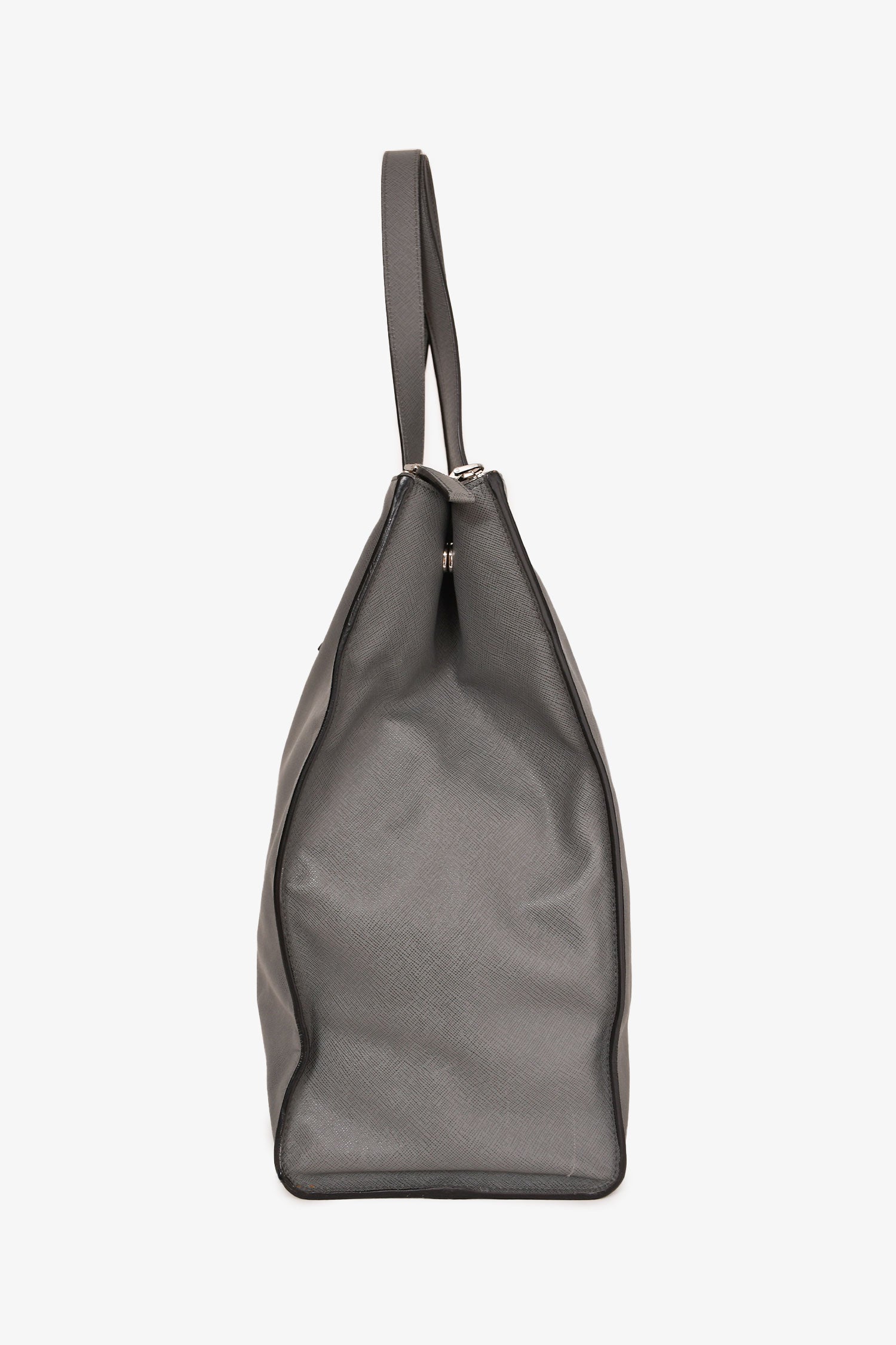 PRD Grey Saffiano Leather Travel Tote