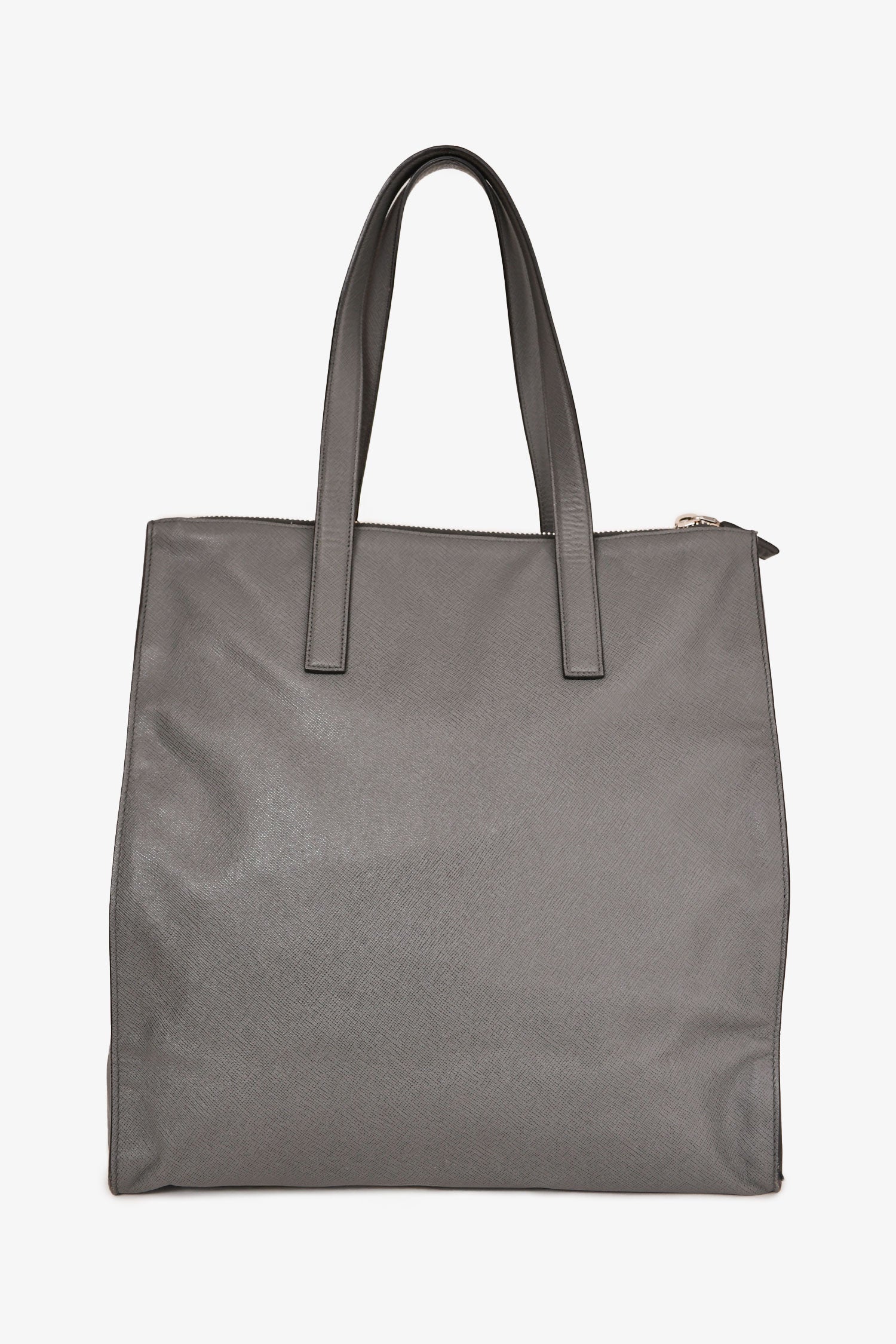 PRD Grey Saffiano Leather Travel Tote