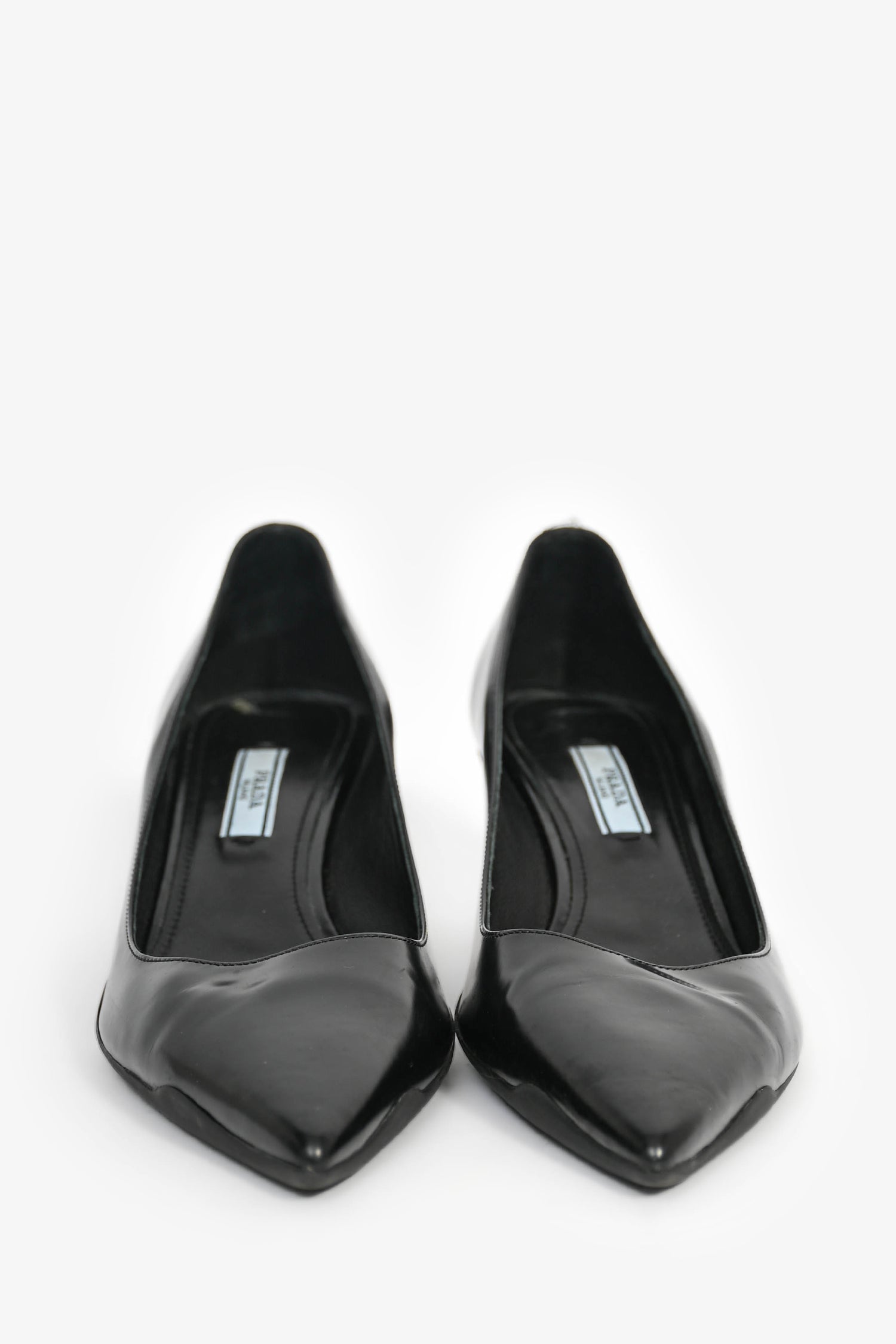 PRD Black Leather /Rubber Pointed Kitten Heels Size 37.5