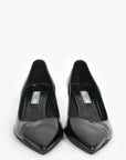PRD Black Leather /Rubber Pointed Kitten Heels Size 37.5