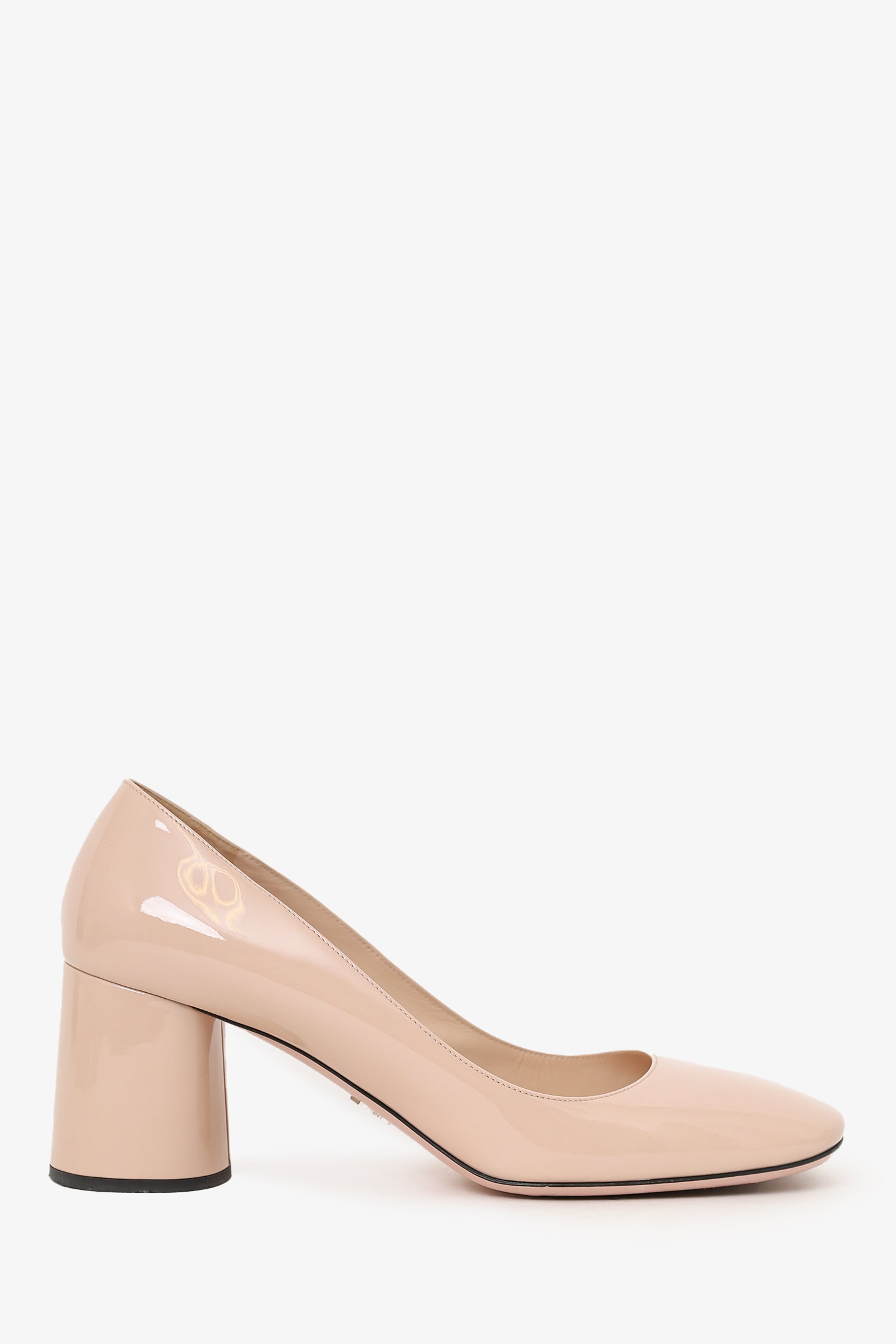 PRD Beige Patent Leather Round Toe Pumps Size 39