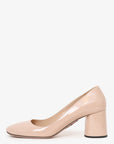 PRD Beige Patent Leather Round Toe Pumps Size 39