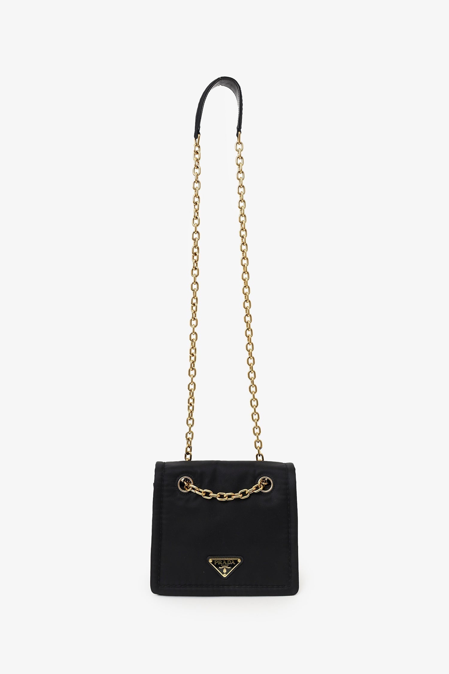 PRD Black Nylon Chain Shoulder Bag
