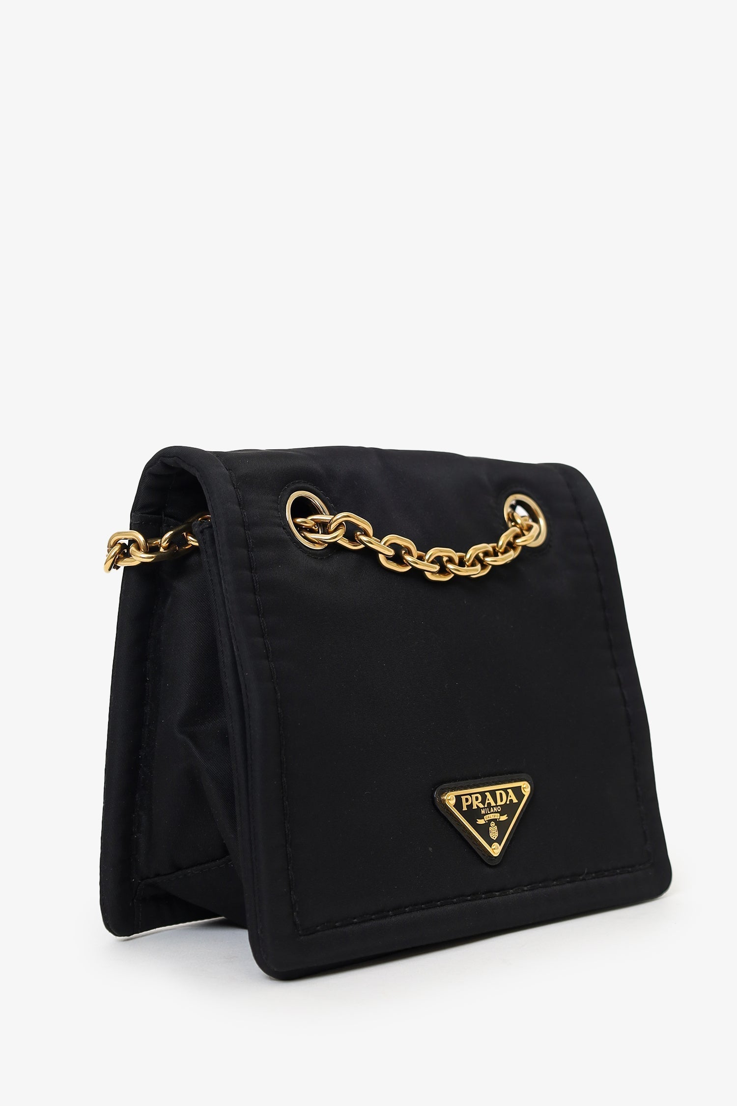 PRD Black Nylon Chain Shoulder Bag